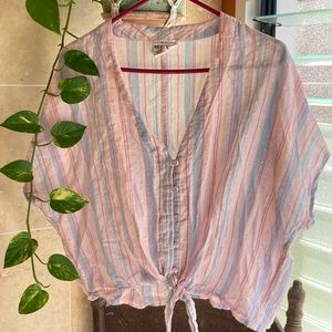 For the republic lurex button up tie front shirt